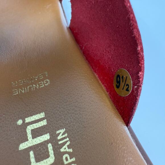 Bertuci Leather Sandals Women's 9.5 (41) Red Espadrilles Wedge Heel Summer NWT - Picture 11 of 15